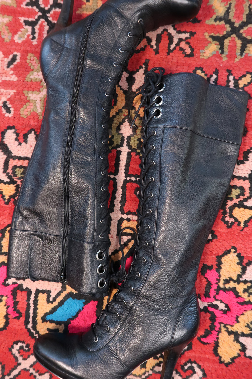 Vintage Nine West Lace-Up Leather Boots