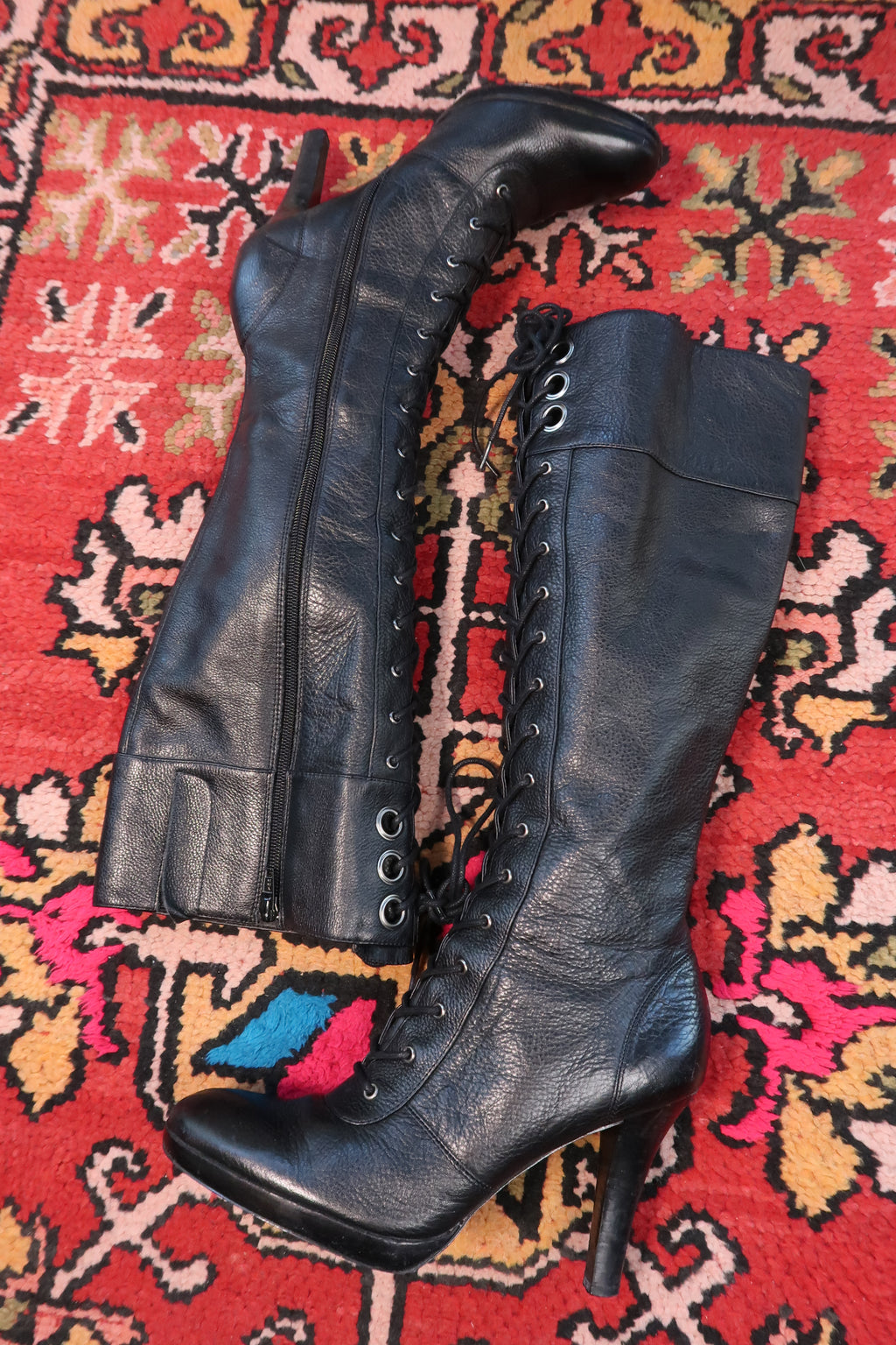 Vintage Nine West Lace-Up Leather Boots