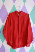 Load image into Gallery viewer, Men's vintage Eddie Bauer red button-down shirt with classic cotton fabric and oversized fit, styled by Elektra Vintage.

