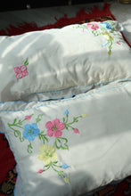Load image into Gallery viewer, Vintage Embroidered Pillowcases with Scalloped Edges and Embroidered Floral Design - Elektra Vintage
