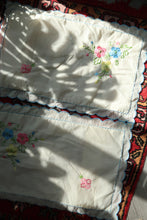 Load image into Gallery viewer, Vintage Embroidered Pillowcases with Scalloped Edges and Embroidered Floral Design - Elektra Vintage

