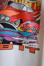 Load image into Gallery viewer, Men's vintage 1990s Chelly Slammin’ Tub It graphic crewneck sweatshirt by Elektra Vintage with white color and classic car design.
