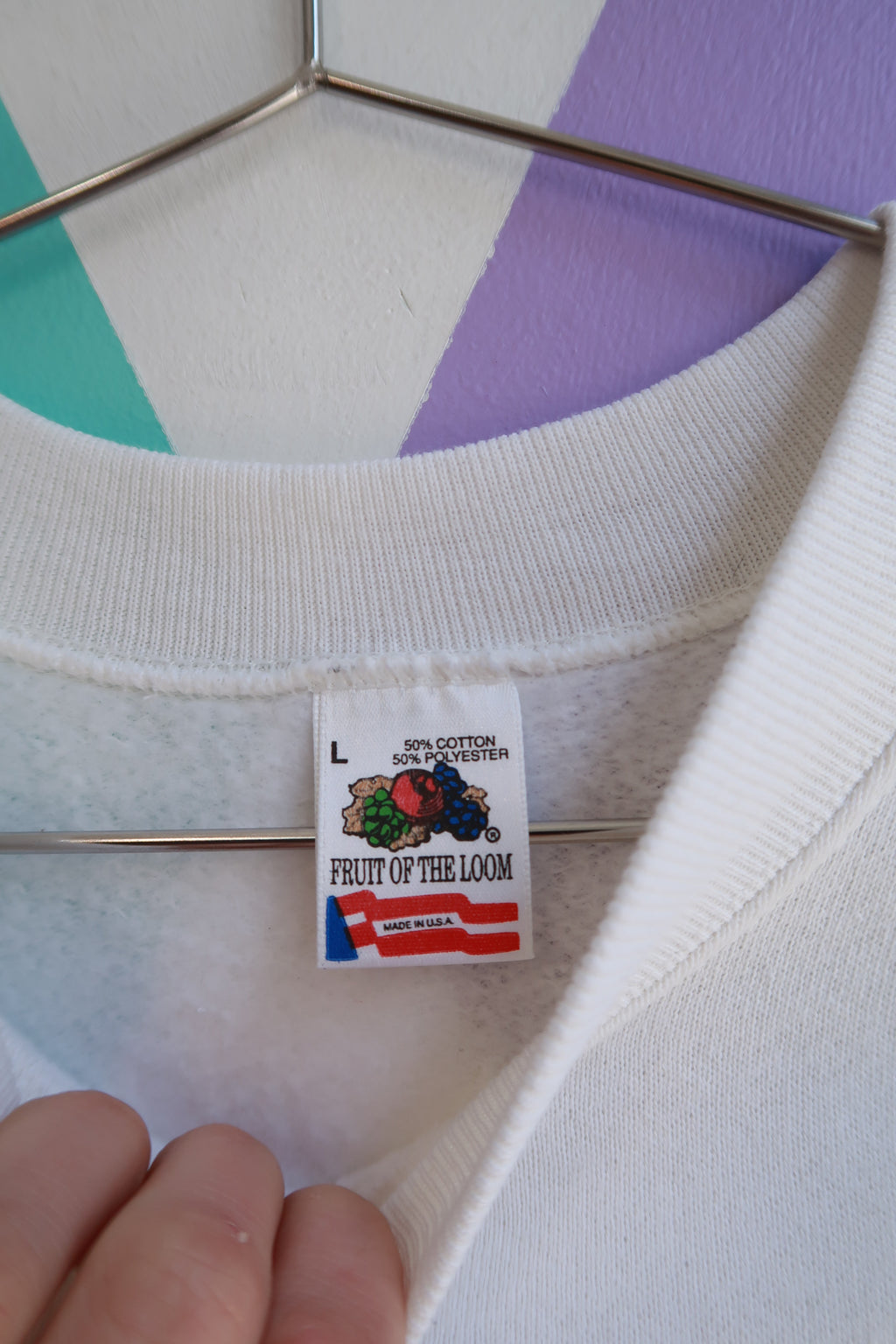 Men's white crewneck sweatshirt by Elektra Vintage featuring a vintage 1990s Chelly Slammin’ Tub It car graphic.