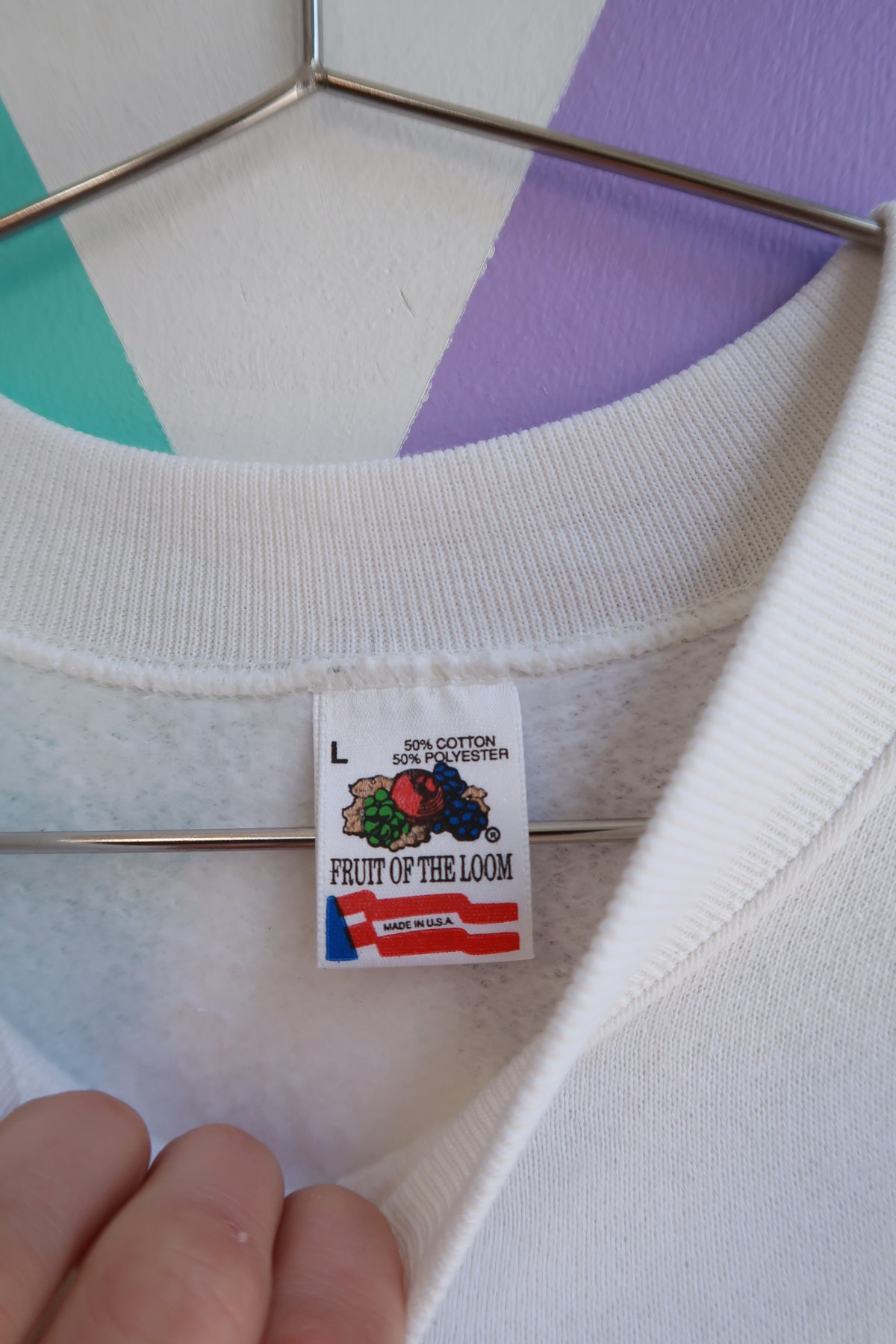 Men's white crewneck sweatshirt by Elektra Vintage featuring a vintage 1990s Chelly Slammin’ Tub It car graphic.