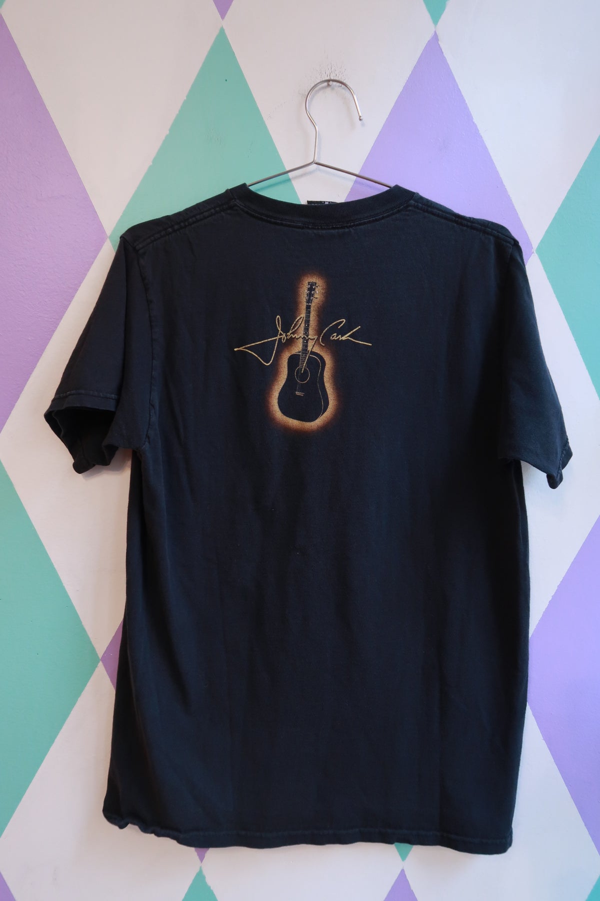 Men's vintage Johnny Cash graphic band T-shirt by Elektra Vintage, featuring a classic design on soft cotton fabric.