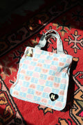 Harajuku Lovers Vintage Tote Bag – Pastel Print with Heart Patch & Charm