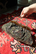 Vintage Beaded Floral Evening Bag – Embroidered Brocade Purse with Filigree Handle