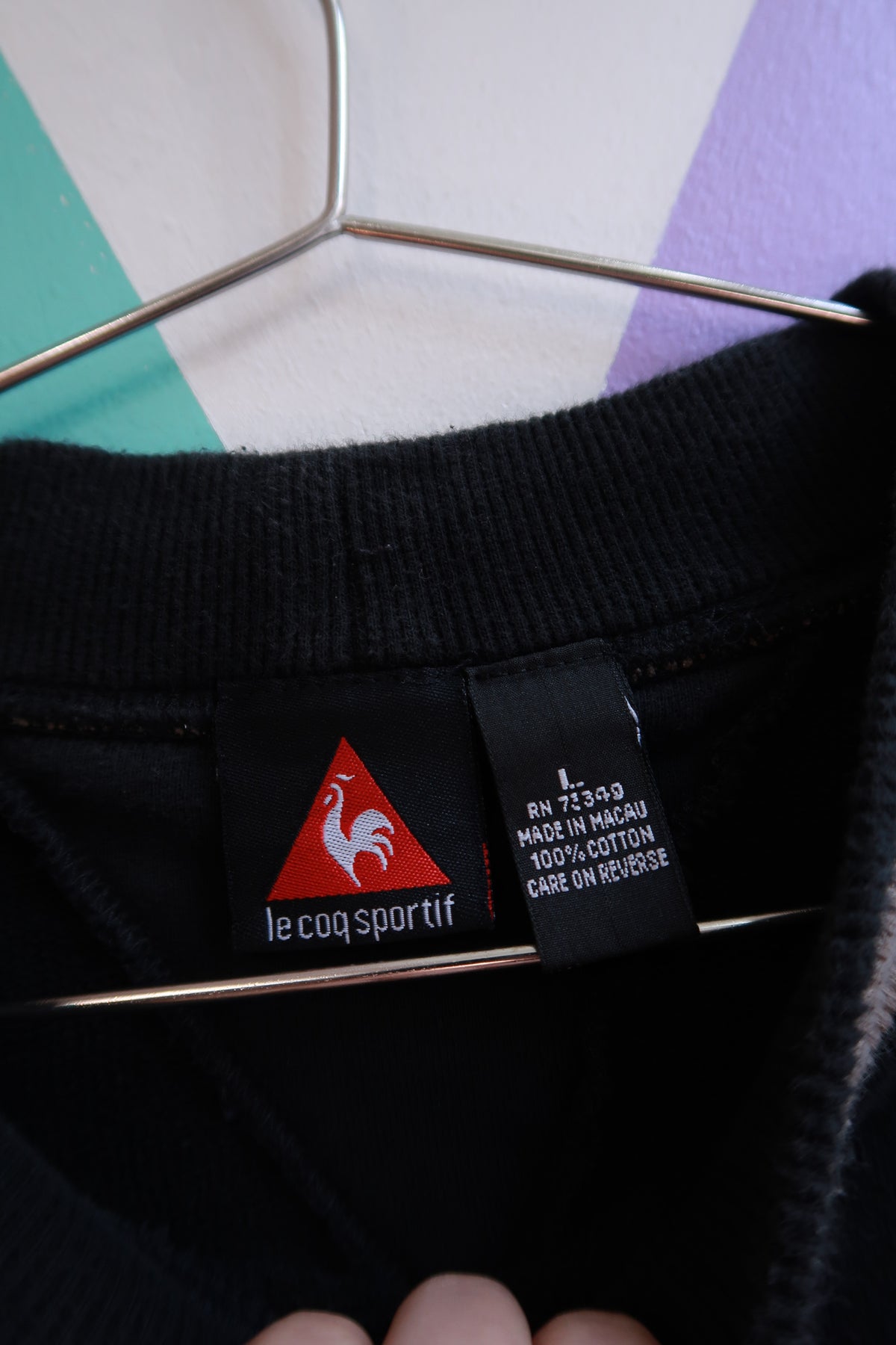 Men's vintage Le Coq Sportif golf embroidered sweatshirt from Elektra Vintage, featuring classic athletic design and embroidered logo.