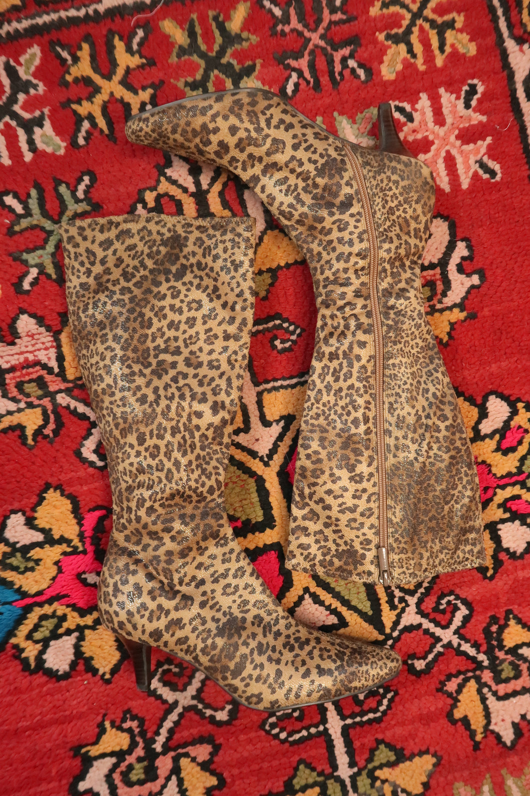 Vintage 2000s Leopard Print Knee-High Stiletto Boots