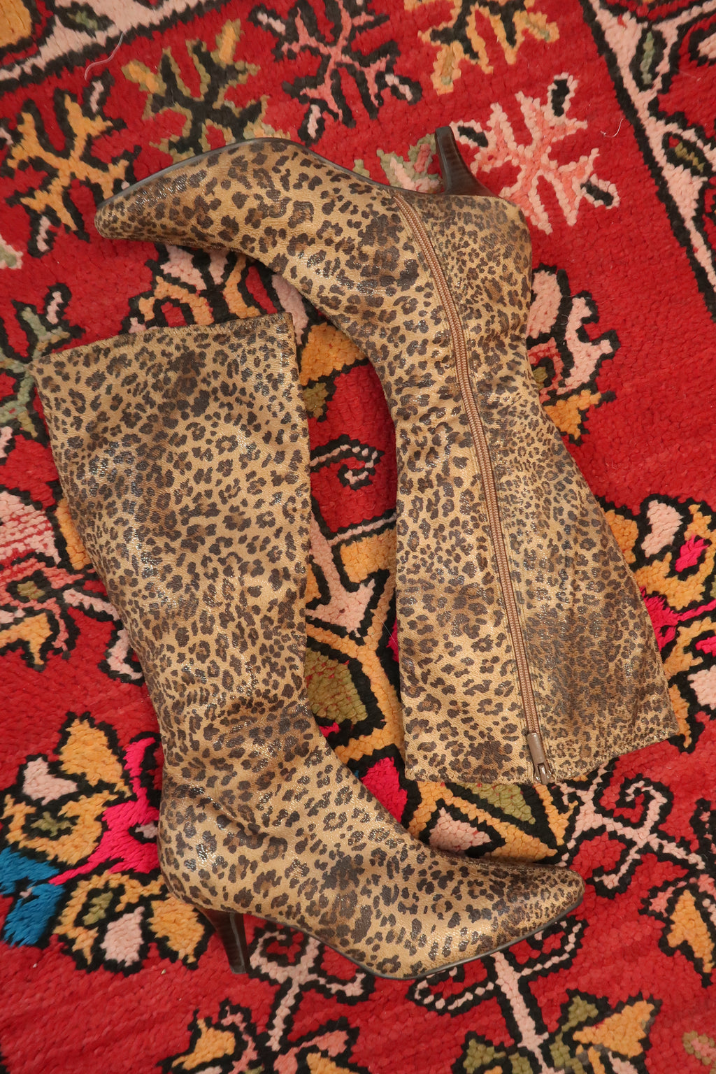 Vintage 2000s Leopard Print Knee-High Stiletto Boots