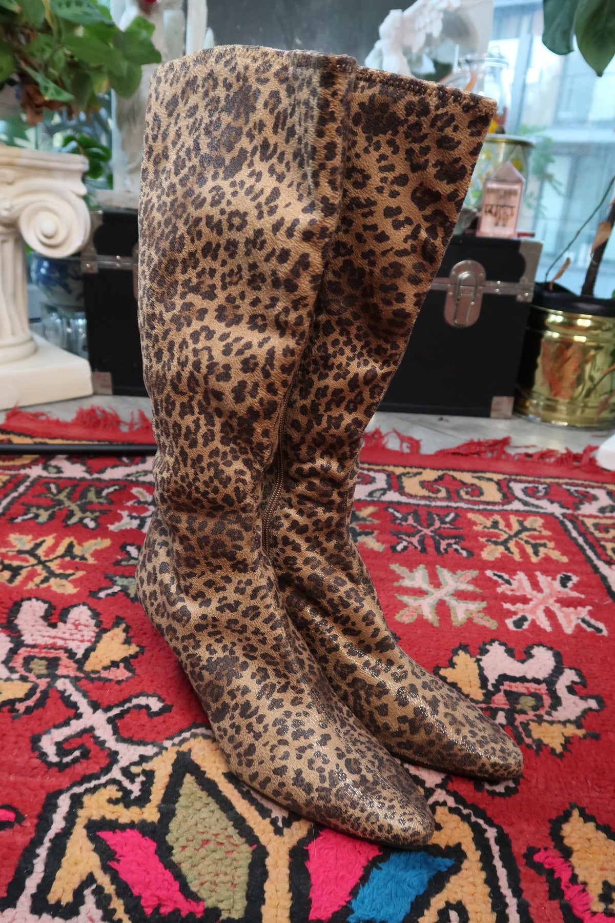 Vintage 2000s Leopard Print Knee-High Stiletto Boots