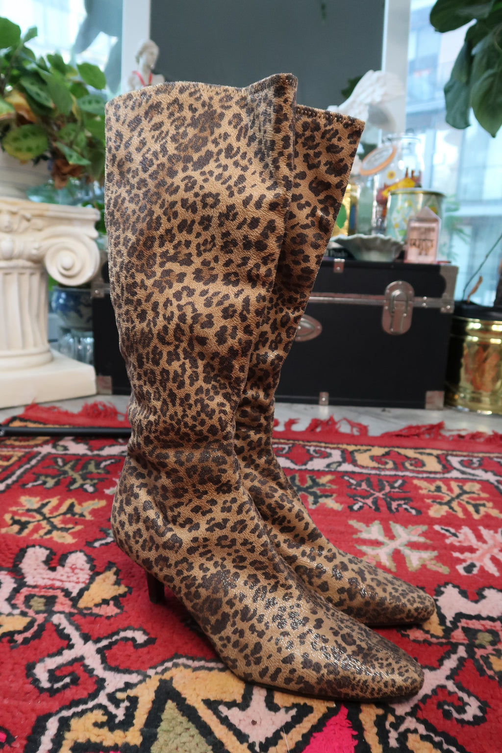 Vintage 2000s Leopard Print Knee-High Stiletto Boots