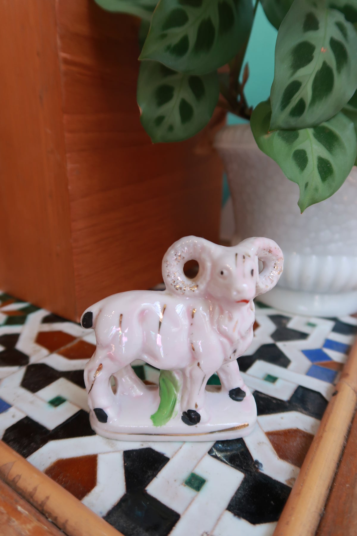 Vintage Porcelain Ram Figurine