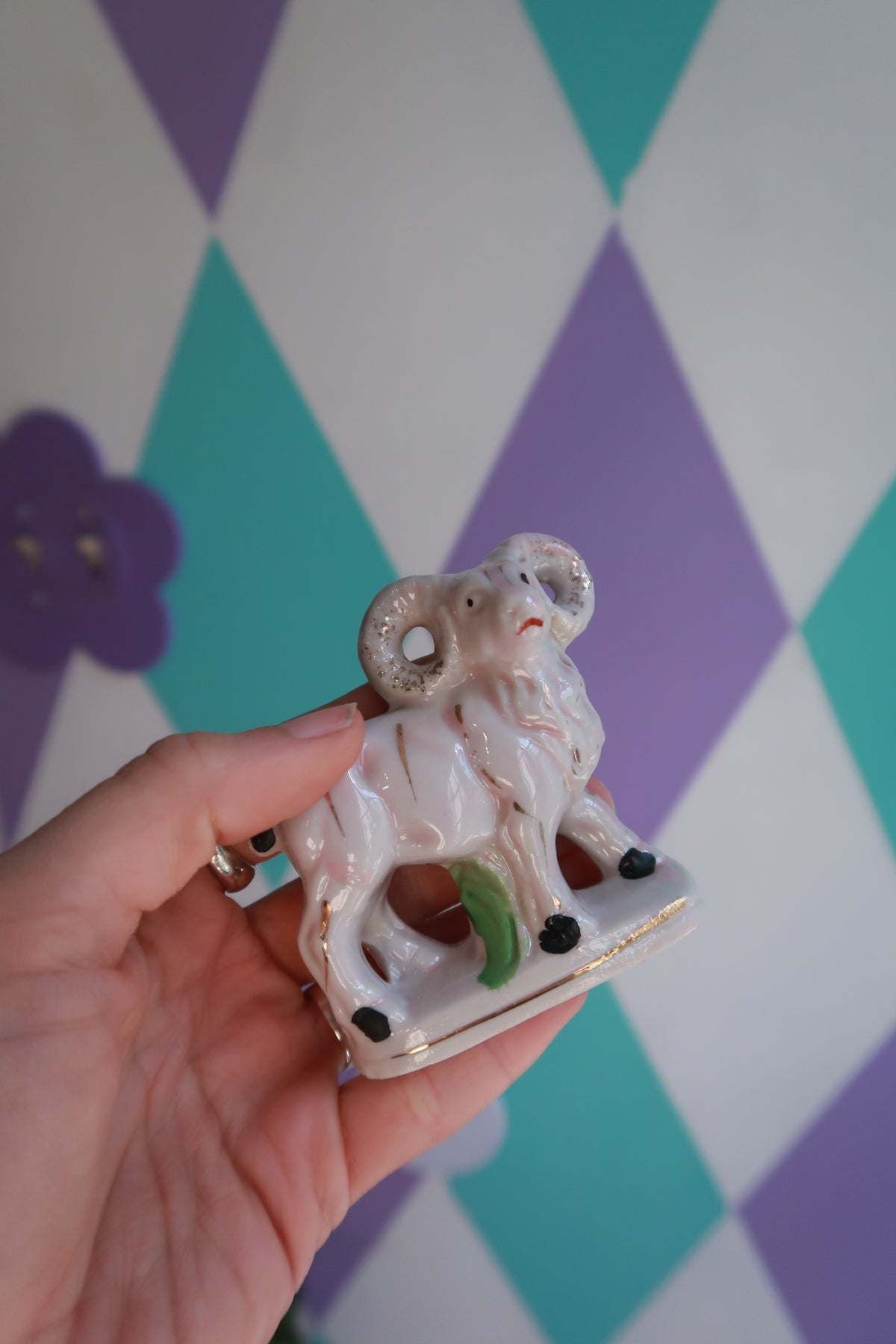 Vintage Porcelain Ram Figurine