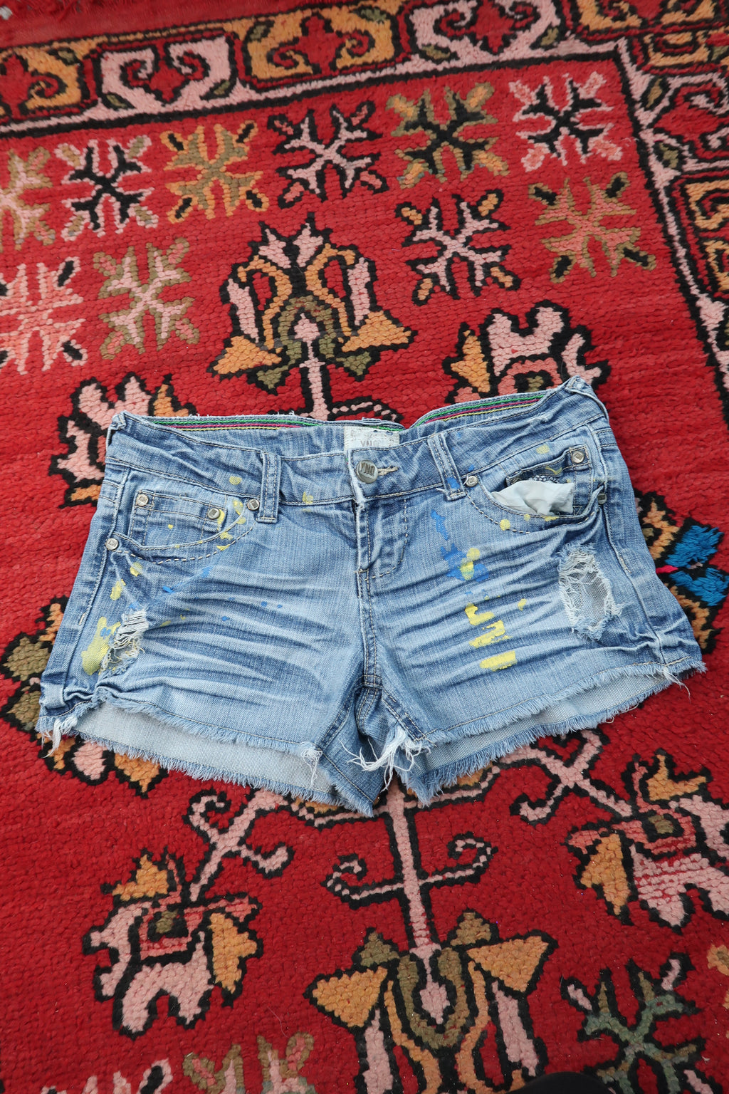 Vintage 2000s Paint Splatter Denim Cut Off Shorts