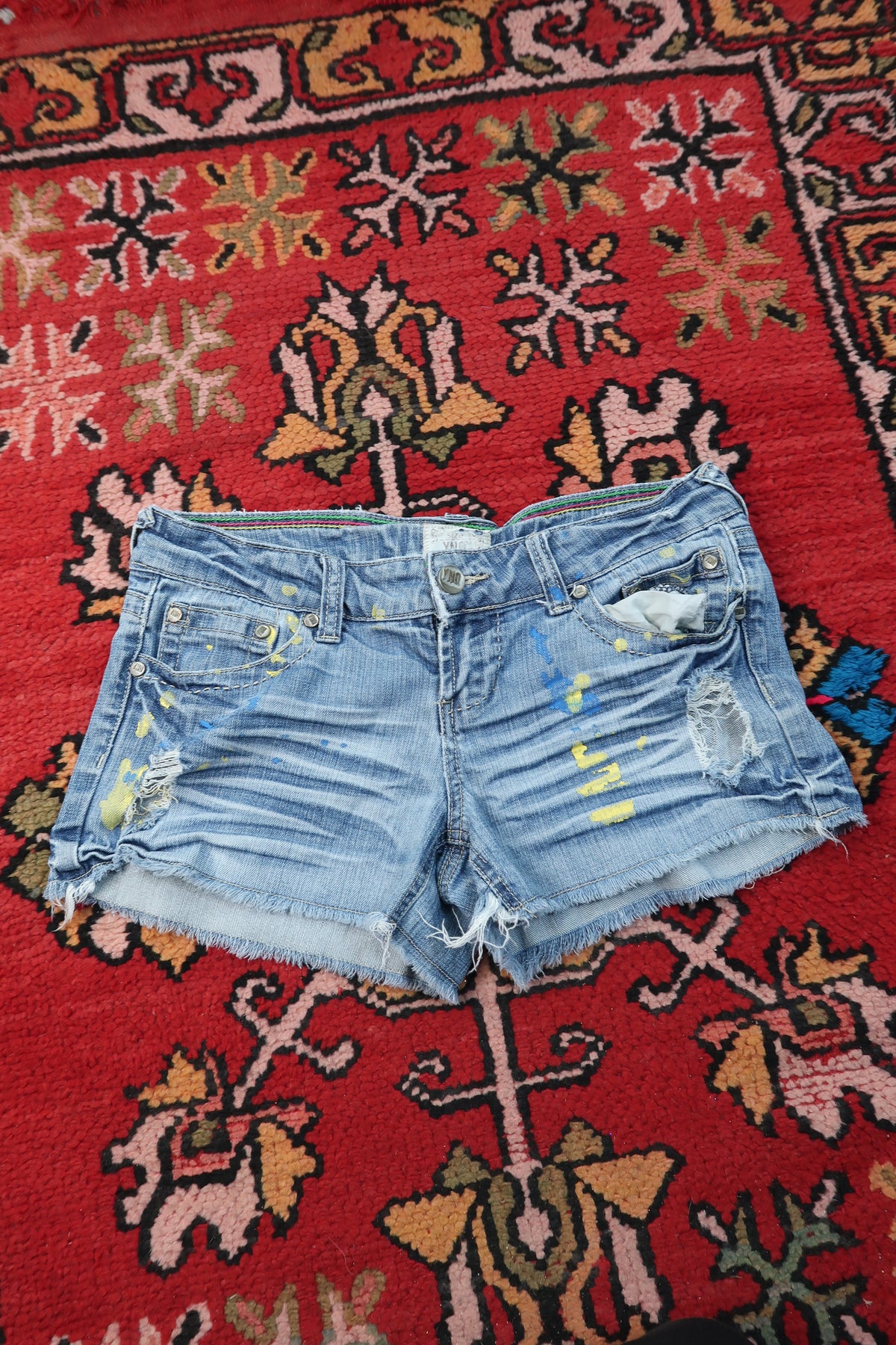 Vintage 2000s Paint Splatter Denim Cut Off Shorts