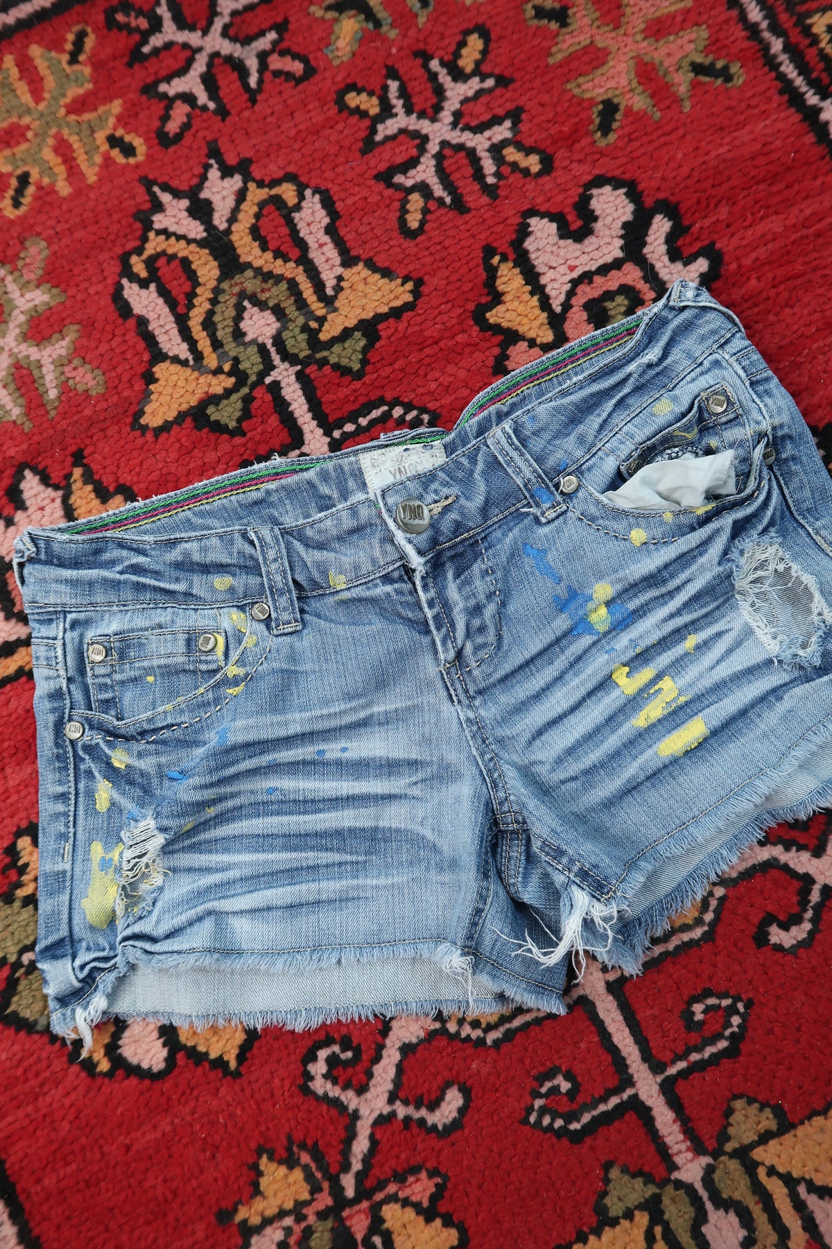 Vintage 2000s Paint Splatter Denim Cut Off Shorts