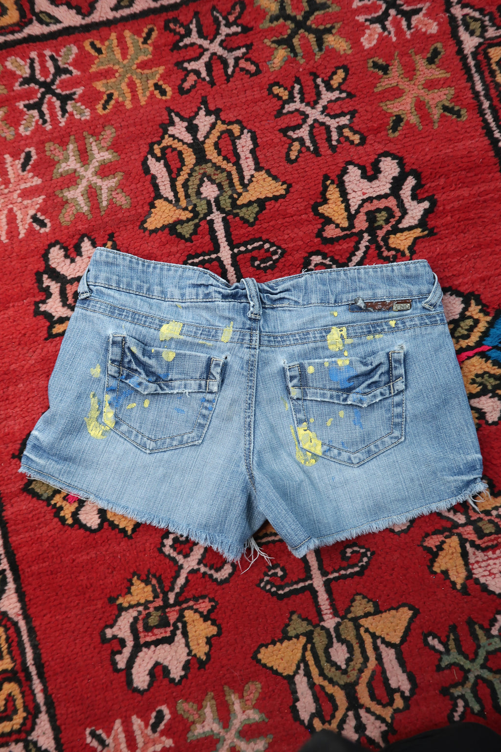 Vintage 2000s Paint Splatter Denim Cut Off Shorts