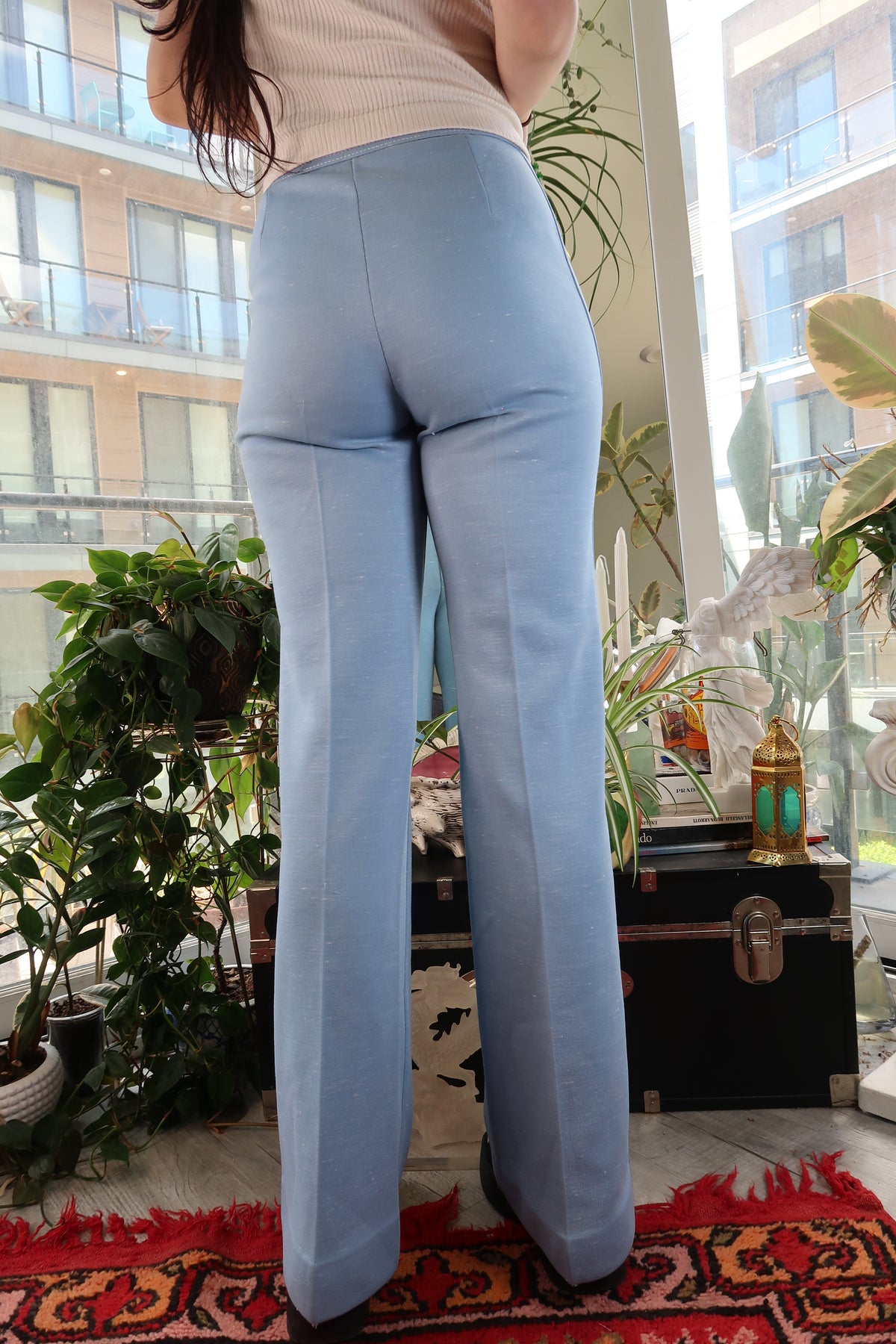 1970s Vintage Light Blue High-Waisted Trousers