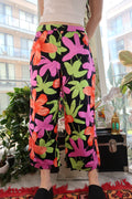 Vintage Bright Tropical Floral Pants - Floral Wide Leg Bottoms