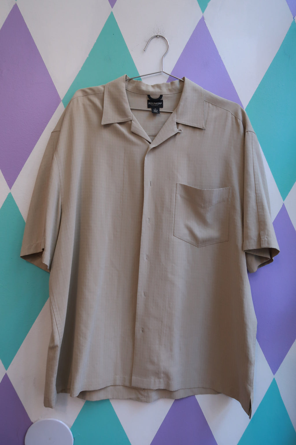 Vintage Silk Taupe Camp Shirt