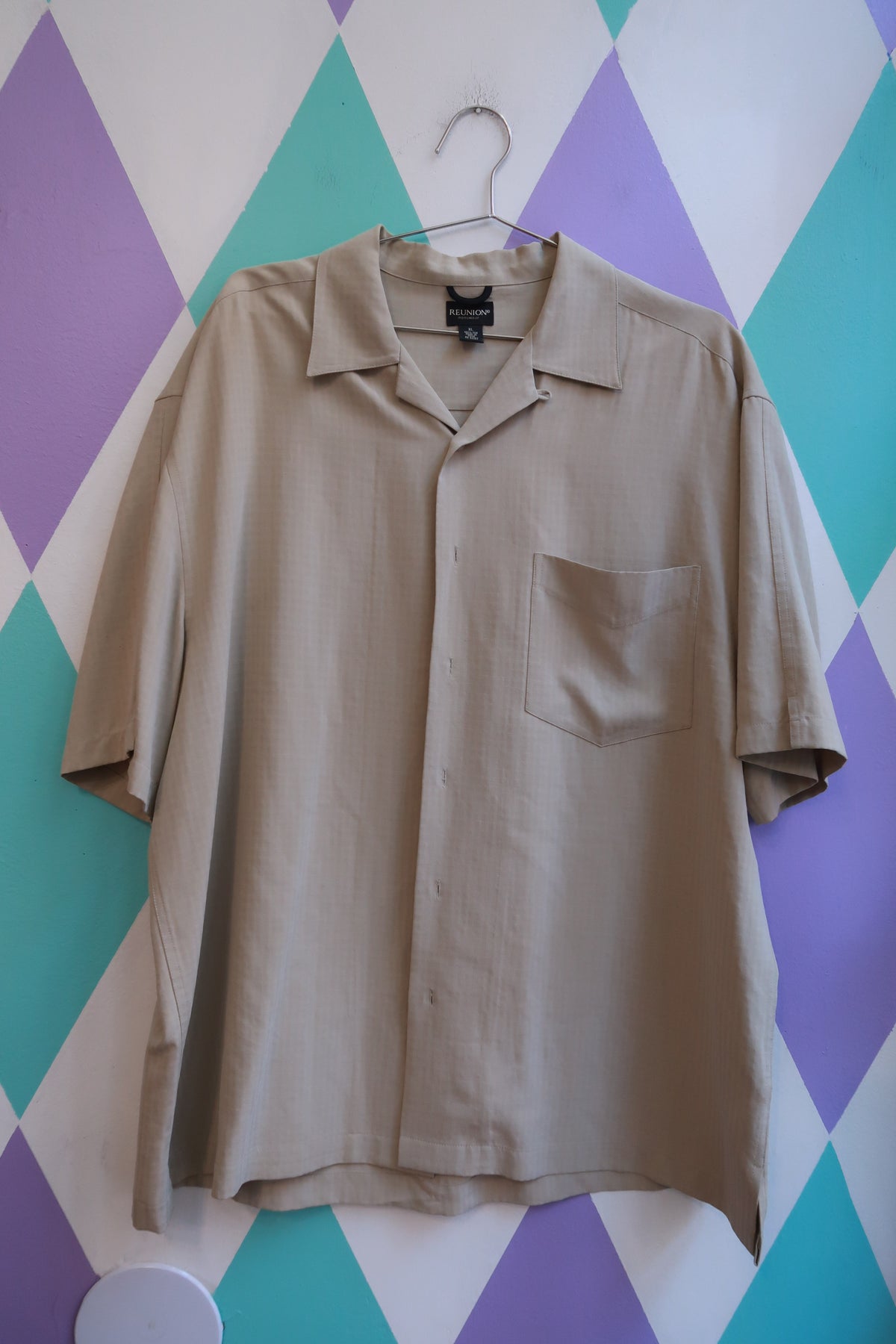 Vintage Silk Taupe Camp Shirt