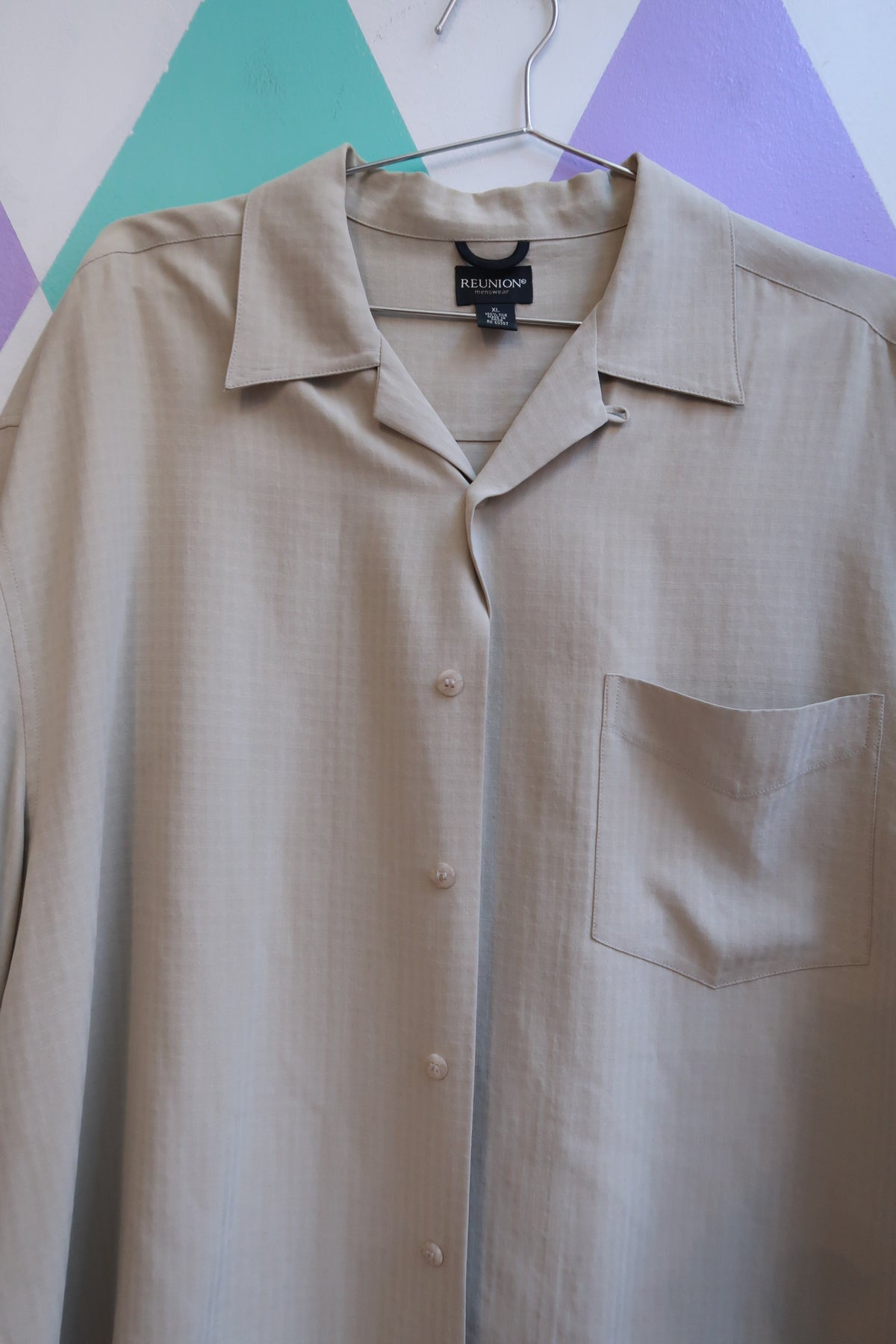 Vintage Silk Taupe Camp Shirt
