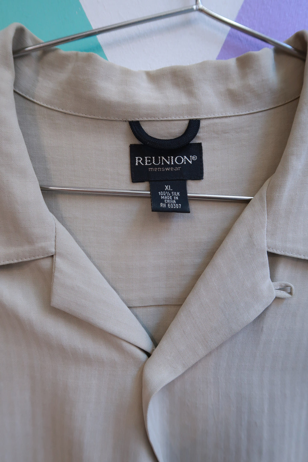 Vintage Silk Taupe Camp Shirt