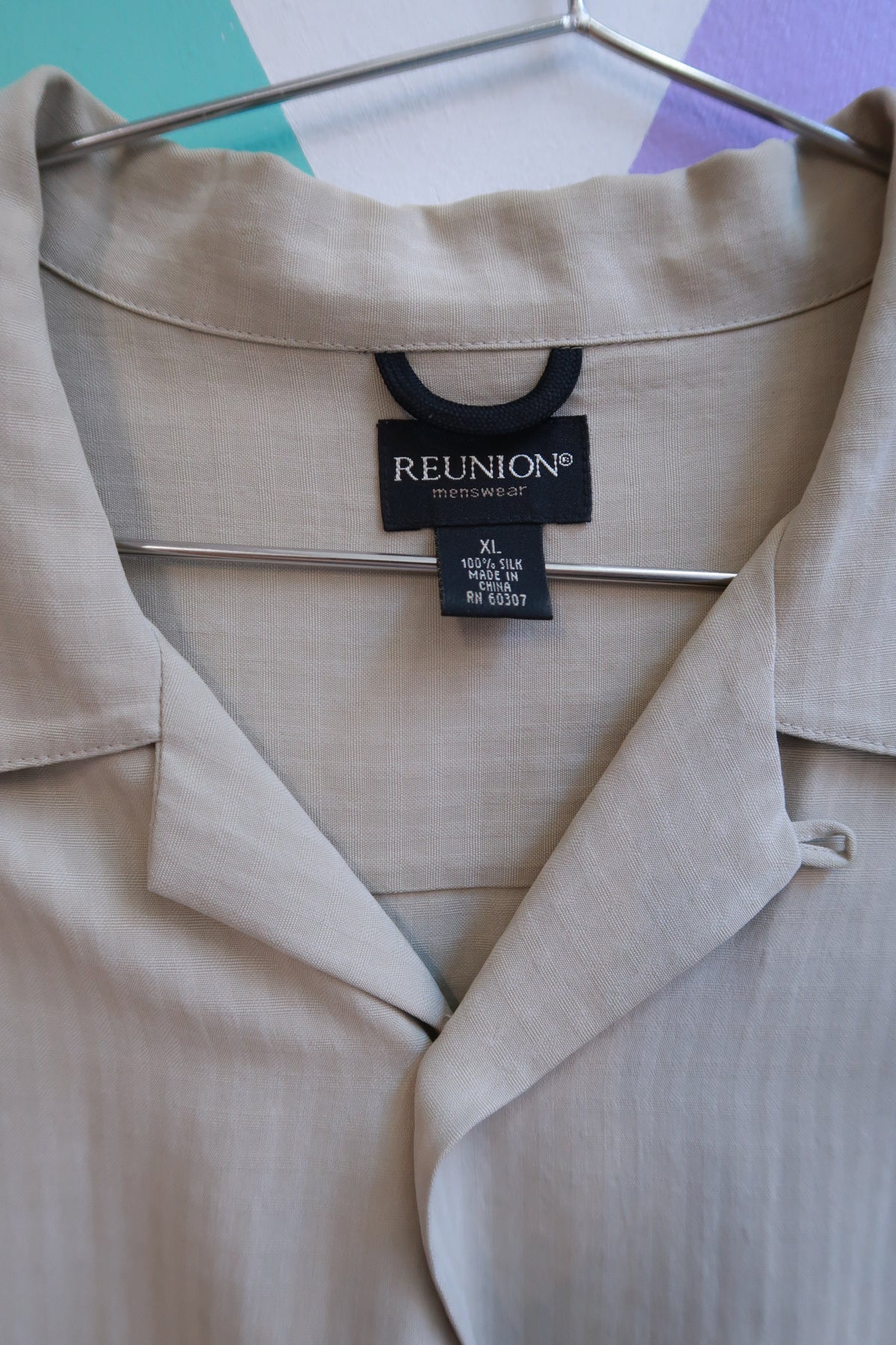 Vintage Silk Taupe Camp Shirt