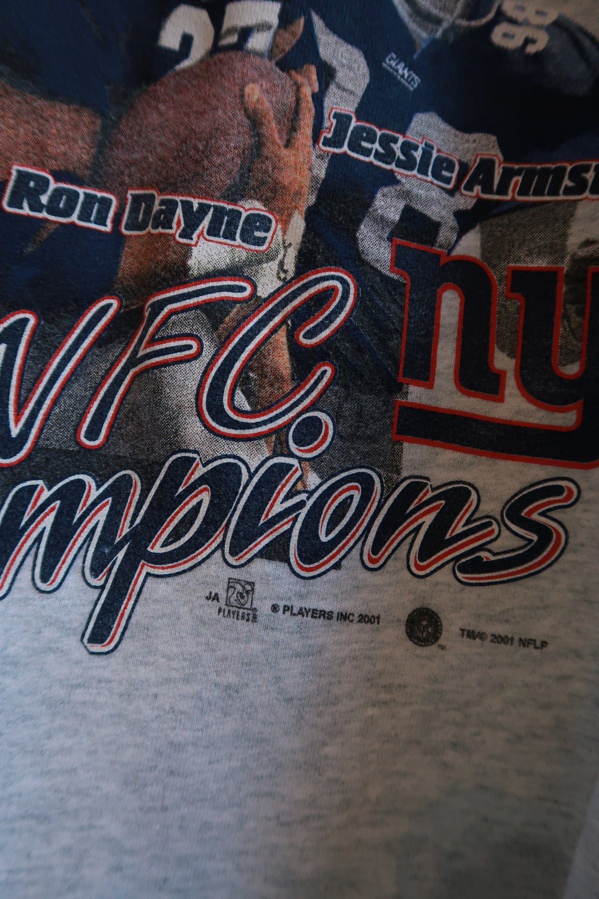 Men's vintage New York Giants NFC Champions crewneck sweatshirt by Elektra Vintage, featuring team logo and classic design.