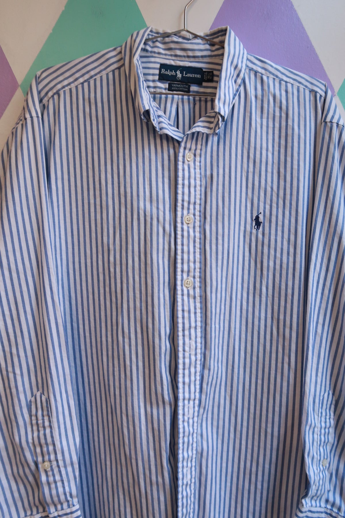 Vintage Ralph Lauren Blue Stripe Button Down Shirt