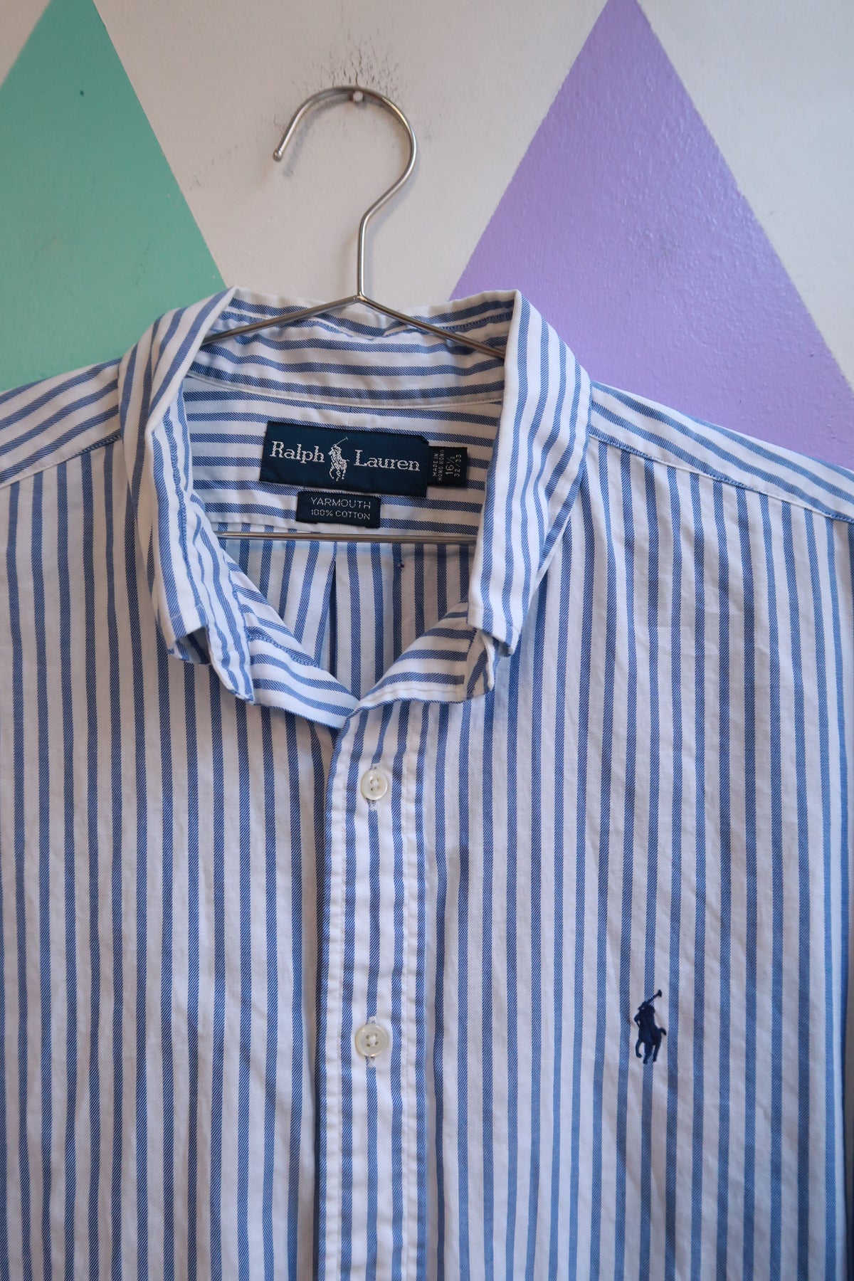 Vintage Ralph Lauren Blue Stripe Button Down Shirt