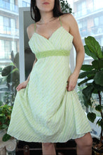 Load image into Gallery viewer, Vintage 2000s Green Pinstripe Empire Waist Dress
