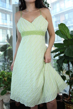 Load image into Gallery viewer, Vintage 2000s Green Pinstripe Empire Waist Dress
