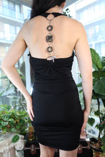 Load image into Gallery viewer, Vintage 2000s Black Halter Bodycon Dress w/ Statement Back Hardware
