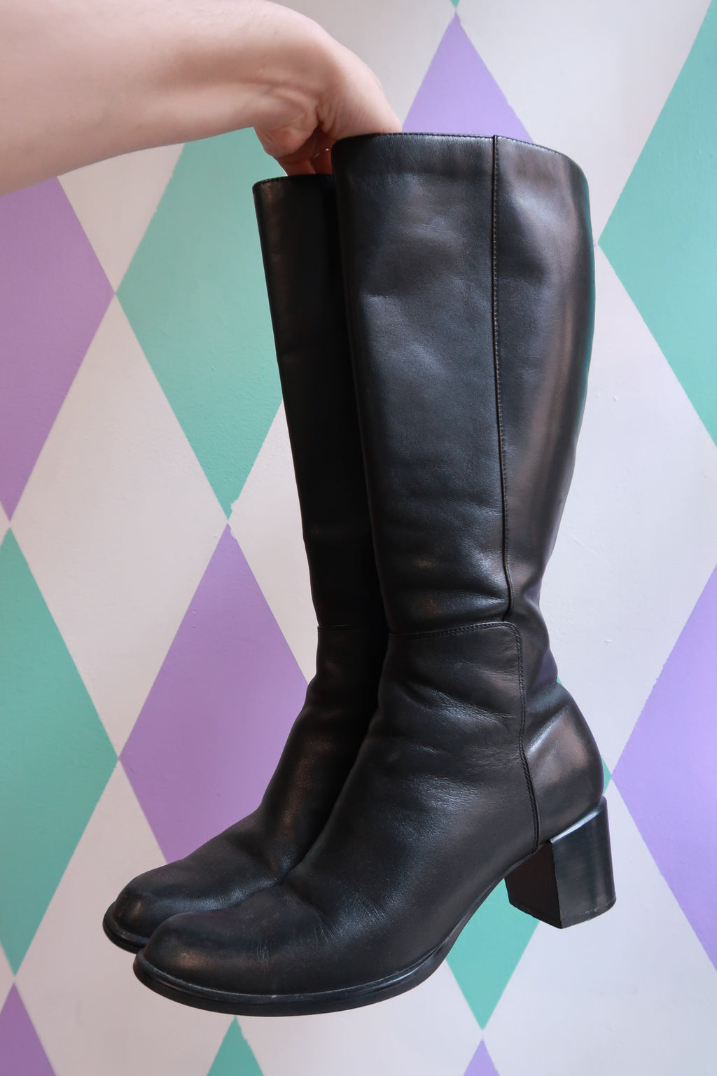 Vintage Naturalizer Black Genuine Leather Knee High Boots