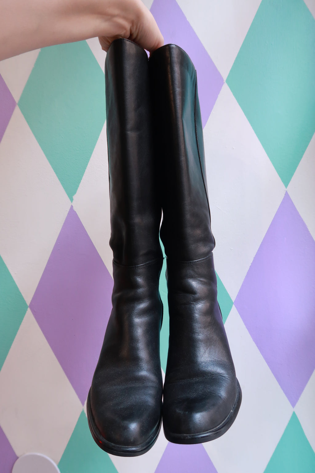 Vintage Naturalizer Black Genuine Leather Knee High Boots