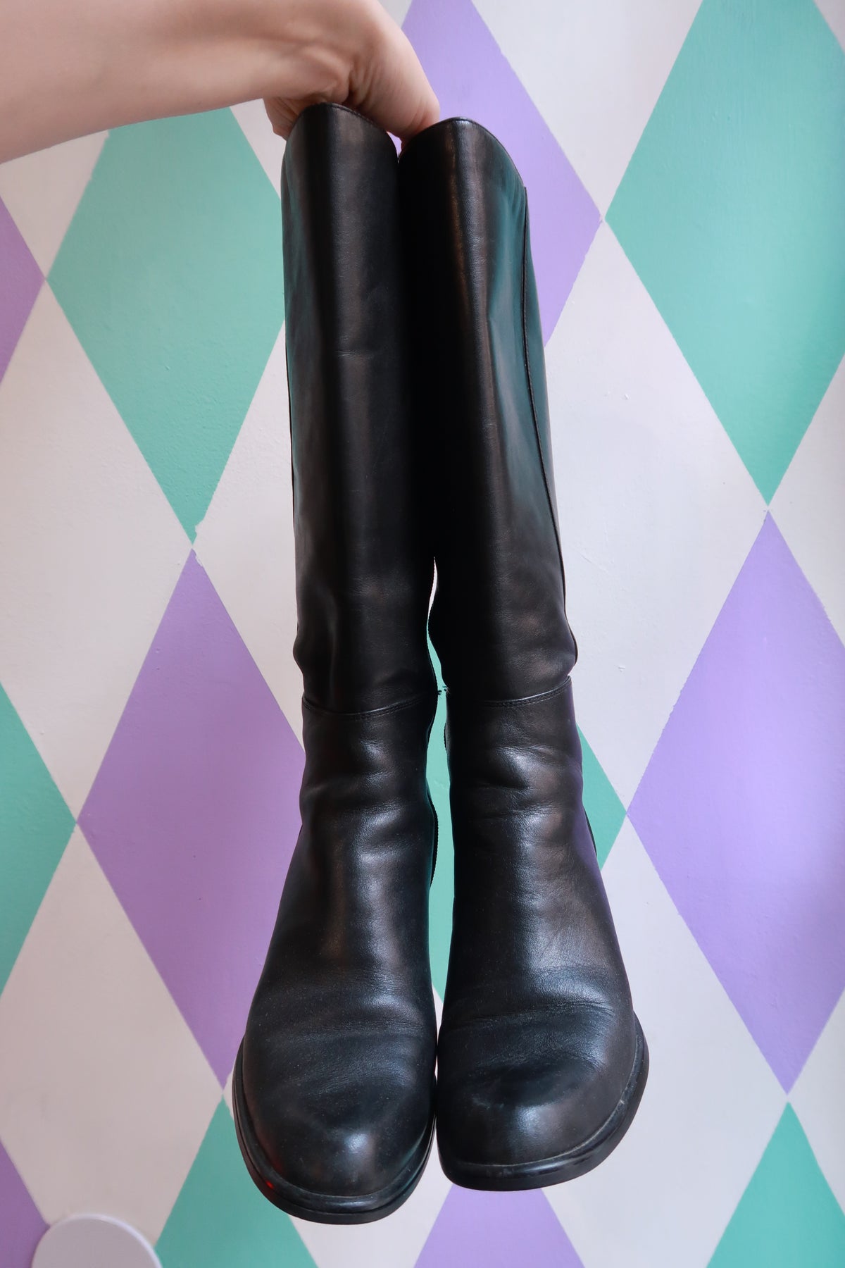 Vintage Naturalizer Black Genuine Leather Knee High Boots
