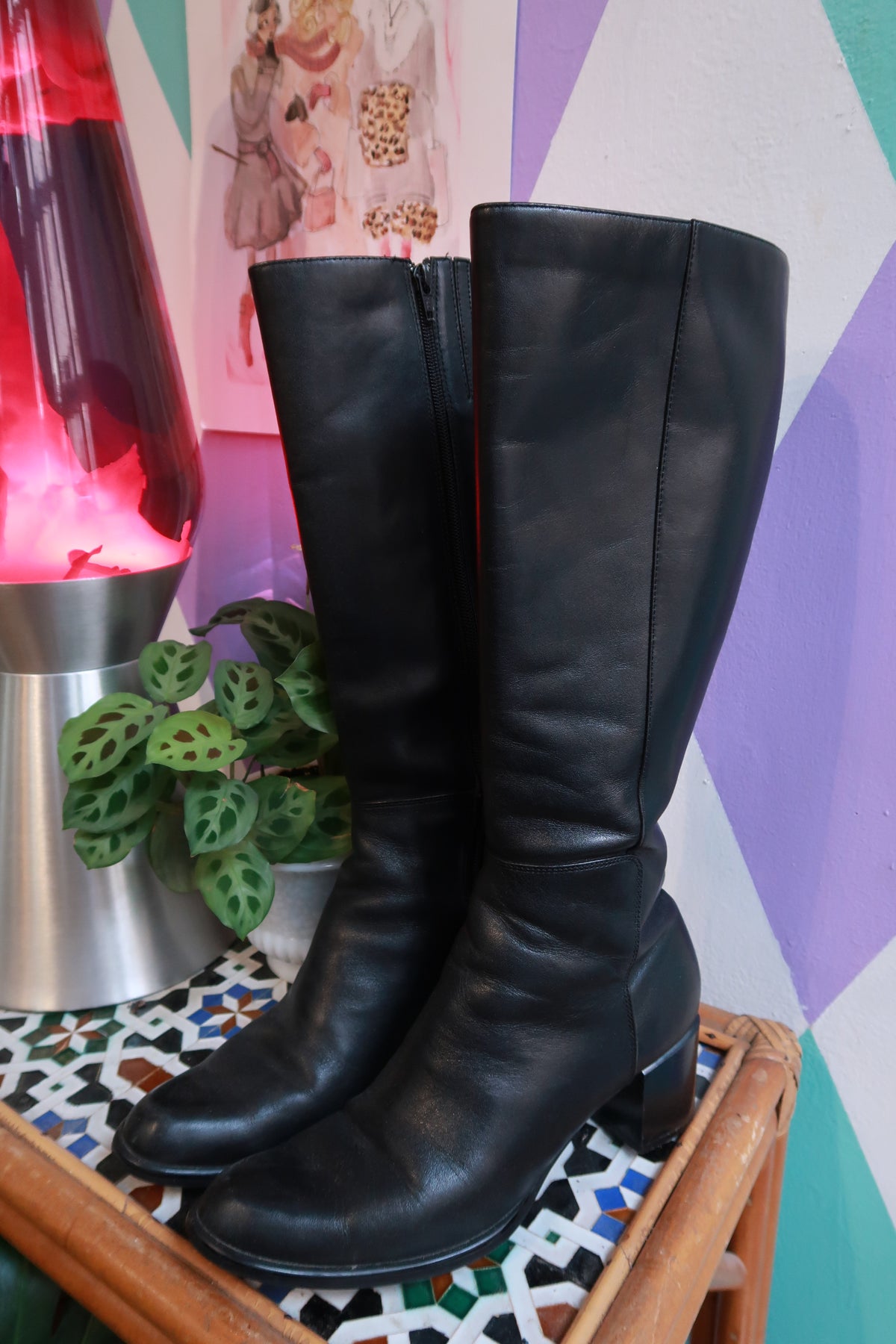 Vintage Naturalizer Black Genuine Leather Knee High Boots