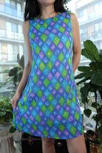 Load image into Gallery viewer, Vintage 2000s Retro Mod Harlequin Diamond Print Mini Dress
