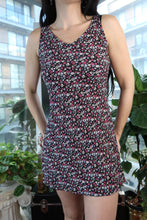 Load image into Gallery viewer, Vintage 90s Black Ditsy Floral Mini Dress with V-Neckline
