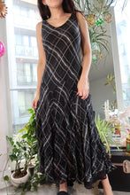 Load image into Gallery viewer, 100% Silk Black Plaid Maxi Dress – Sleeveless Bias-Cut Y2K Grunge Slip Dress
