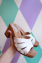 Load image into Gallery viewer, Vintage Italian Leather Wooden Platform Clogs
