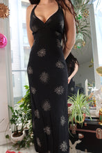 Load image into Gallery viewer, Vintage Black Floral Halter Maxi Dress – Boho Y2K Summer Dress
