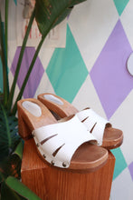 Load image into Gallery viewer, Vintage Italian Leather Wooden Platform Clogs
