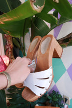 Load image into Gallery viewer, Vintage Italian Leather Wooden Platform Clogs
