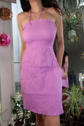 Vintage Y2K Lavender Crepe Halter Mini Dress