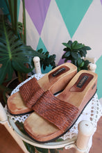 Load image into Gallery viewer, Vintage Candie’s Wooden Platform Slide Sandals
