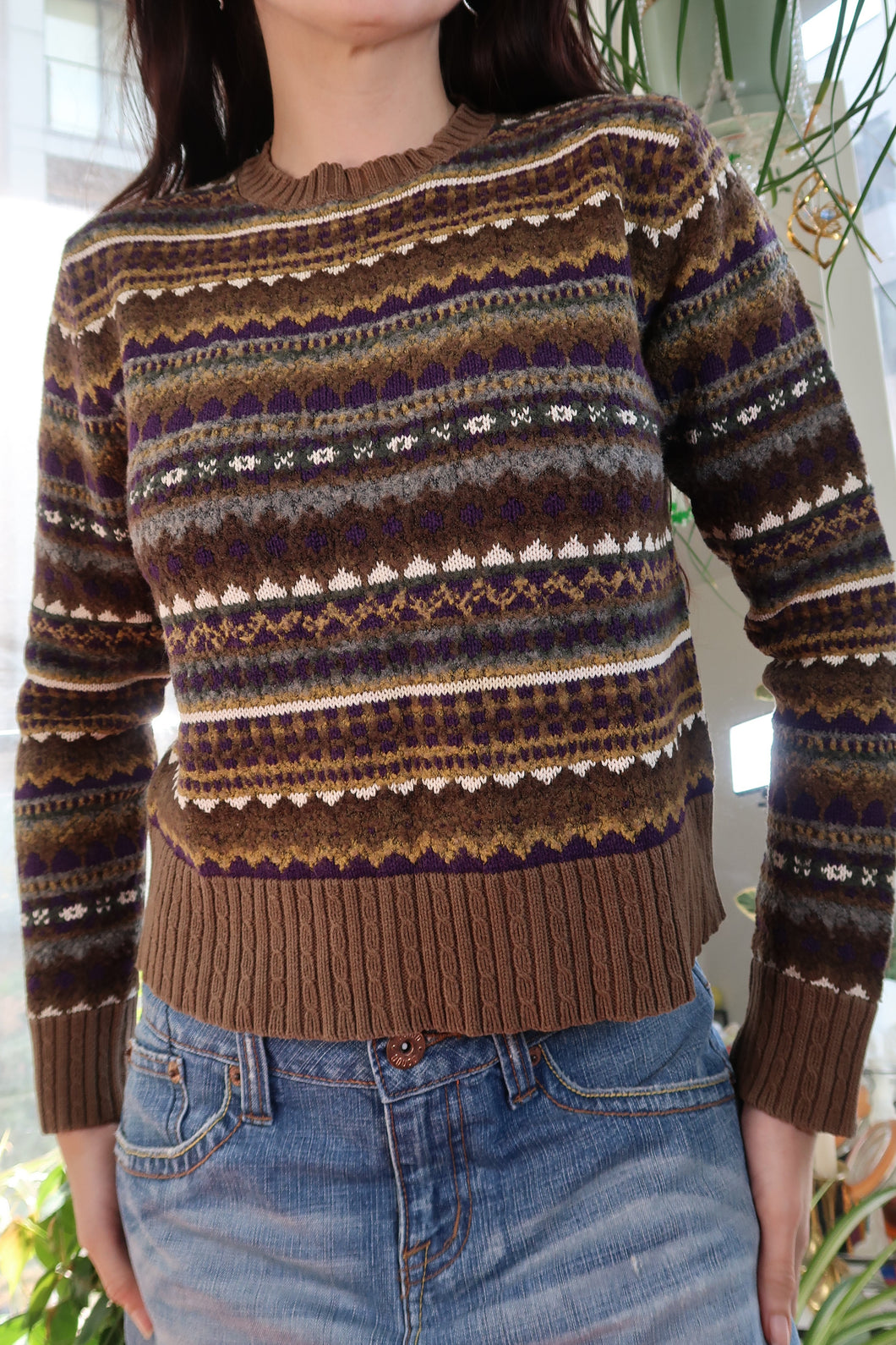 Vintage American Eagle Fair Isle Knit Sweater – Earth Tones
