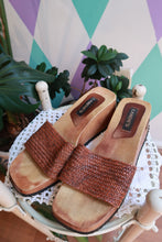 Load image into Gallery viewer, Vintage Candie’s Wooden Platform Slide Sandals
